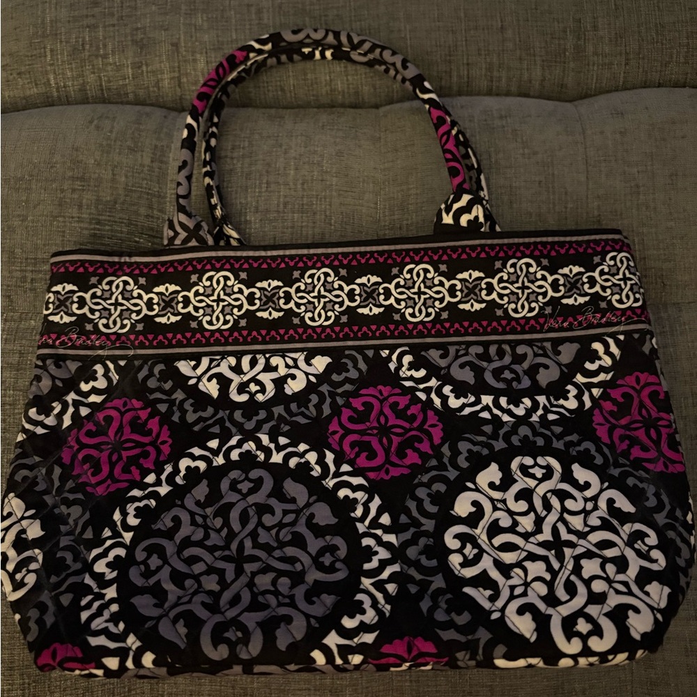 Vera Bradley Black and Pink Patterned Tote